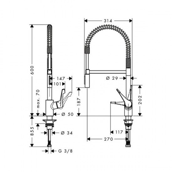 Смеситель для кухни Hansgrohe Cento XXL 2jet Semi Pro, два режима, хром (14806000)