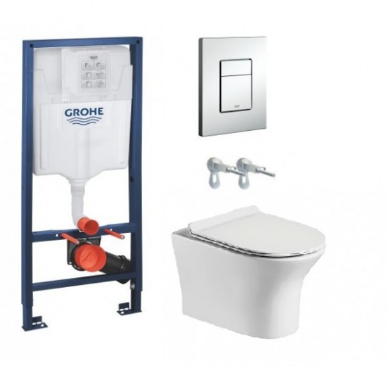 Комплект: унітаз підвісний Volle CADIZ з сидінням + інсталяція Grohe RAPID SL з кнопкою хром (1339.001000+38772001) Комплект: унітаз підвісний Volle CADIZ з сидінням + інсталяція Grohe RAPID SL з кнопкою хром (1339.001000+38772001)