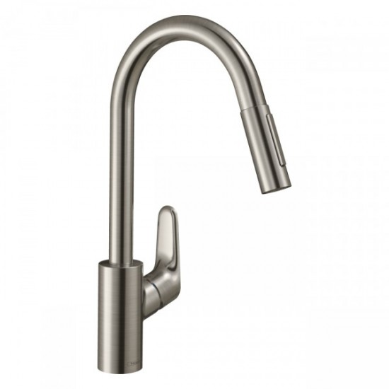 Смеситель для кухни Hansgrohe Focus 240 2jet с выдвижным изливом, стальной (31815800)