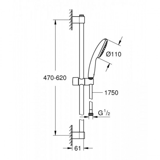 Душевой гарнитур Grohe Tempesta 110, 1 режим струи, хром (27924003)