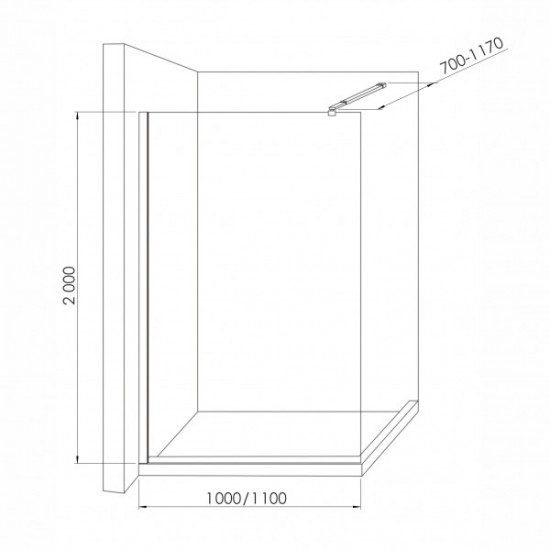 IMPRESE душевая стенка WALK-IN с профилем и держателем, 110*200см, черный мат, стекло mávat IMPRESE душевая стенка WALK-IN с профилем и держателем, 110*200см, черный мат, стекло mávat