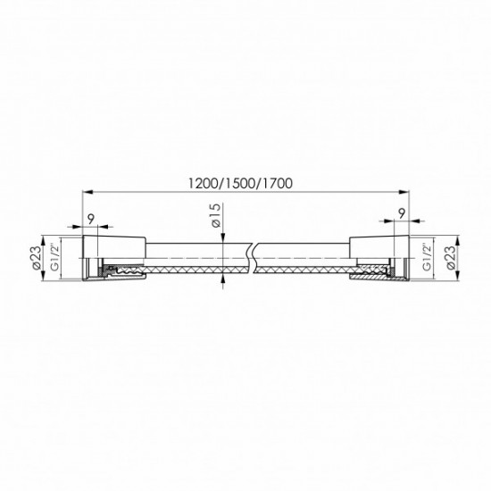 Шланг для душа IMPRESE PVC 1200 мм, anti-twist, чорний матовий (f03600110AC)