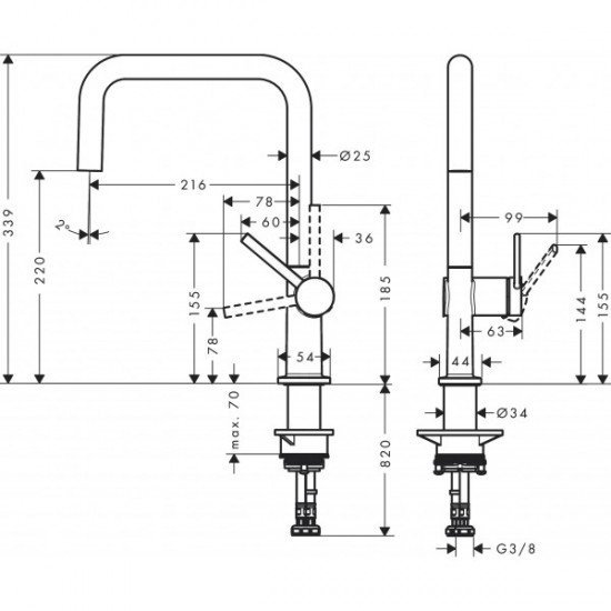 Змішувач для кухні Hansgrohe Talis M54 220, хром (72844000)