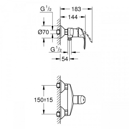 Змішувач для душу Grohe Eurosmart, хром (33555002)