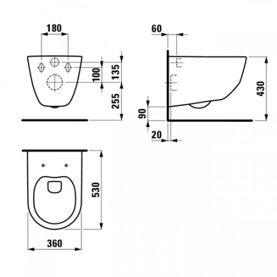 Унітаз підвісний безободковий Laufen PRO Rimless без сидіння (H8209660000001)