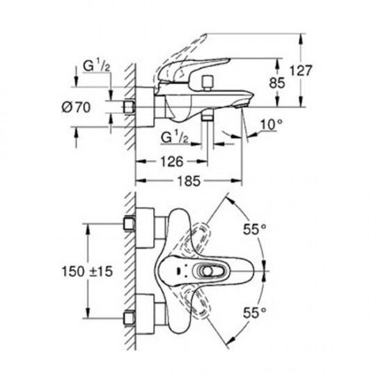 Смеситель для ванны Grohe Eurostyle New , белый (33591LS3)