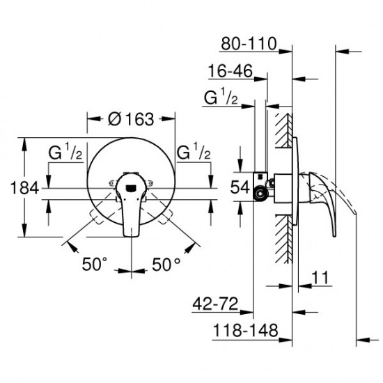 Змішувач для душу прихованого монтажу Grohe START CURVE (29114000)