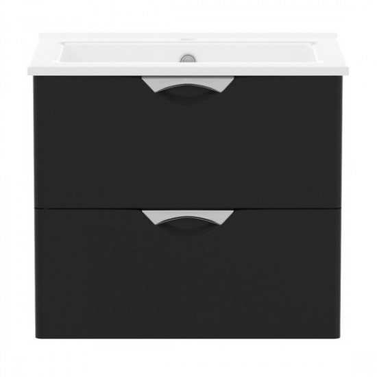 NOVA VLNA M комплект меблів 60см, чорний: тумба підвісна, 2 ящики + умивальник накладний