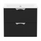 NOVA VLNA M комплект меблів 60см, чорний: тумба підвісна, 2 ящики + умивальник накладний