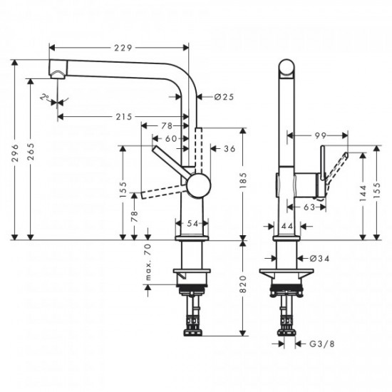 Змішувач кухонний Hansgrohe TALIS M54 1jet, колір покриття сталь (72840800)