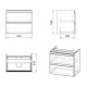 LORETA комплект меблів 65см, білий: тумба підвісна, 2 ящики + умивальник накладний