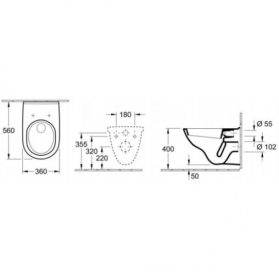 Унітаз підвісний Villeroy & Boch O.NOVO (56601001)