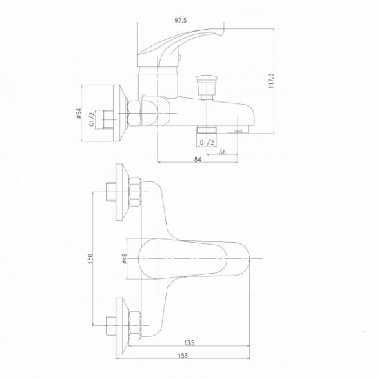 Смеситель для ванны RJ SMART (RJFA050-03CH)