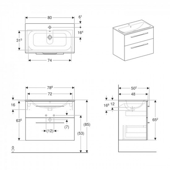 SELNOVA Square комплект: умивальник вбудований Slim Rim