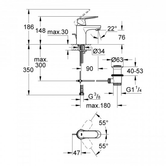 Змішувач для раковини Grohe Eurosmart Cosmopolitan (3282500E)