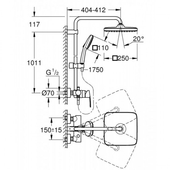 Душевая система Grohe Tempesta System 250 Cube (26692001)