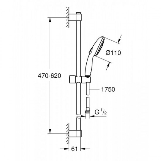 Душовий гарнітур Grohe Tempesta 110, 2 режими струменя, хром/білий (27598003)