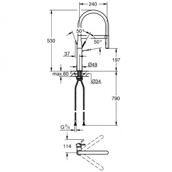 Смеситель для кухни с рефлекторным изливом Grohe Essence, хром/черный (30294000)