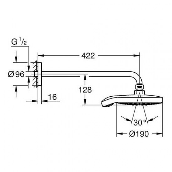 Лійка для верхнього душу з тримачем Grohe Power&Soul Cosmopolitan 190 26172LS0