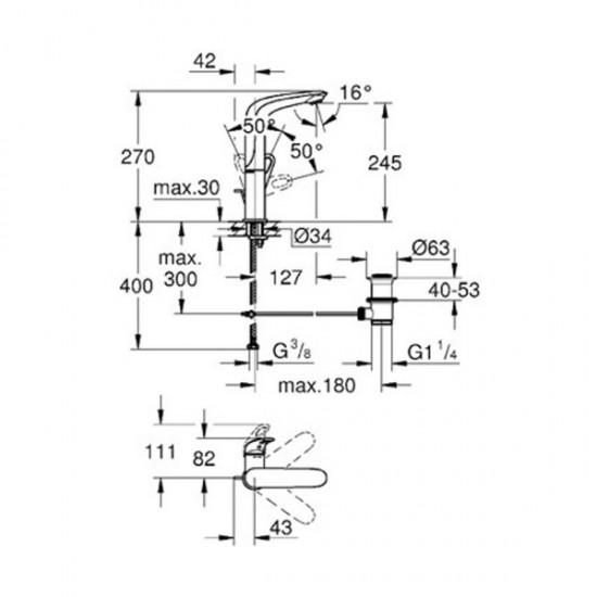 Змішувач для умивальника Grohe Eurostyle L-Size (23569003)