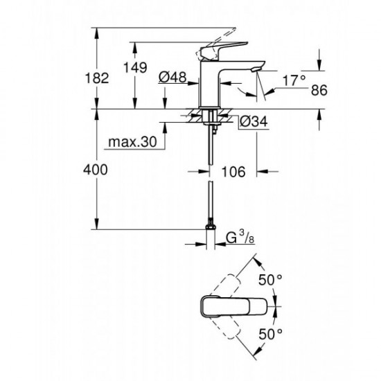 Змішувач для умивальника Grohe Cubeo S-Size, хром (1016990000)