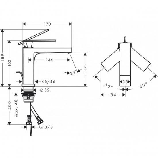 Змішувач для раковини Hansgrohe Tecturis E 110, чорний матовий (73010670)