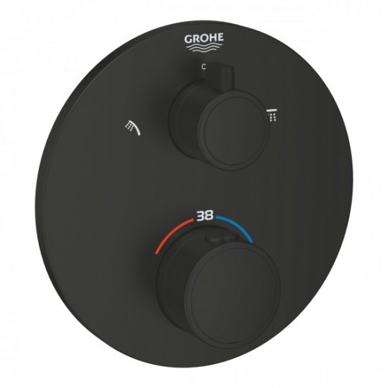 Змішувач прихованого монтажу Grohe Grohtherm з перемикачем на 2 положення верхній/ручний душ, термостат, чорний матовий (1022082430) Змішувач прихованого монтажу Grohe Grohtherm з перемикачем на 2 положення верхній/ручний душ, термостат, чорний матовий (1022082430)