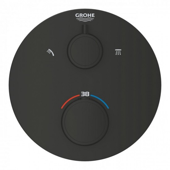 Змішувач прихованого монтажу Grohe Grohtherm з перемикачем на 2 положення верхній/ручний душ, термостат, чорний матовий (1022082430) Змішувач прихованого монтажу Grohe Grohtherm з перемикачем на 2 положення верхній/ручний душ, термостат, чорний матовий (1022082430)