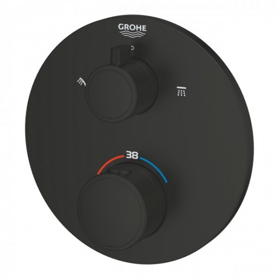 Змішувач прихованого монтажу Grohe Grohtherm з перемикачем на 2 положення верхній/ручний душ, термостат, чорний матовий (1022082430) Змішувач прихованого монтажу Grohe Grohtherm з перемикачем на 2 положення верхній/ручний душ, термостат, чорний матовий (1022082430)
