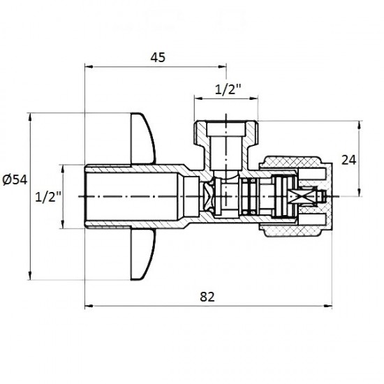 Кутовий вентиль G1 / 2-G1 / 2