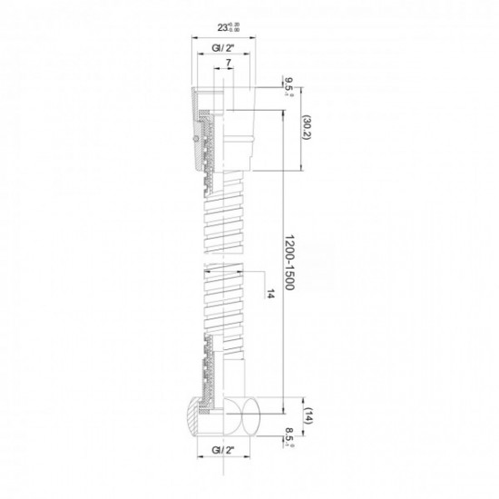 Шланг для душа IMPRESE SS 1200-1500 мм, растягивается с двойной оплеткой, anti-twist (f03600101SA)