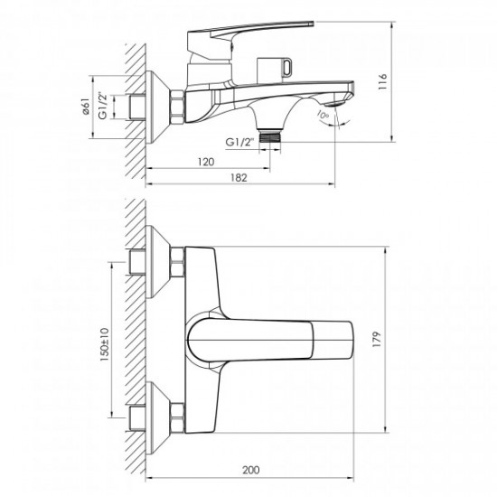 Змішувач для ванни Imprese KAMPA, механічний перемикач (10285)