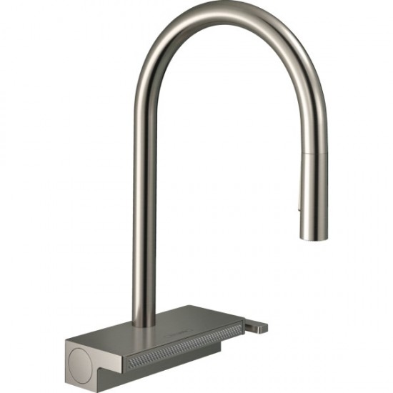 Смеситель для кухонной мойки HANSGROHE Aquno Select M81 170 Stainless Steel Finish 3jet с вытяжным изливом, Sbox,  нержавеющая сталь (73831800)