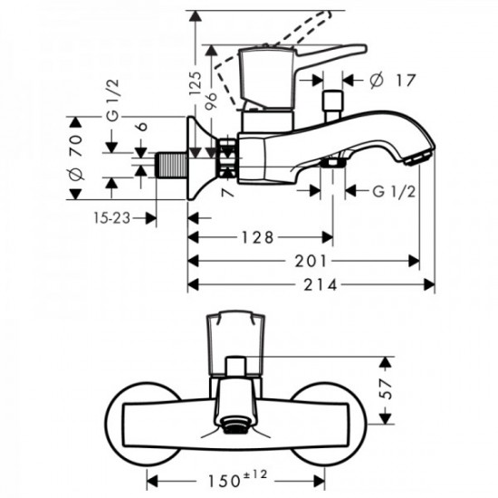 Змішувач для ванни Hansgrohe Metropol Classic, хром/золото (31340090)