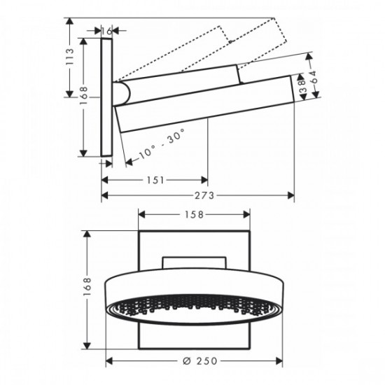 Верхній душ Hansgrohe Rainfinity 250 1jet з тримачем, хром (26226000)