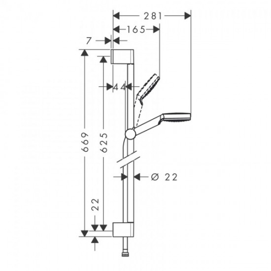 Душовий набір Hansgrohe Crometta 65 см 1Jet, хром/білий (26533400)