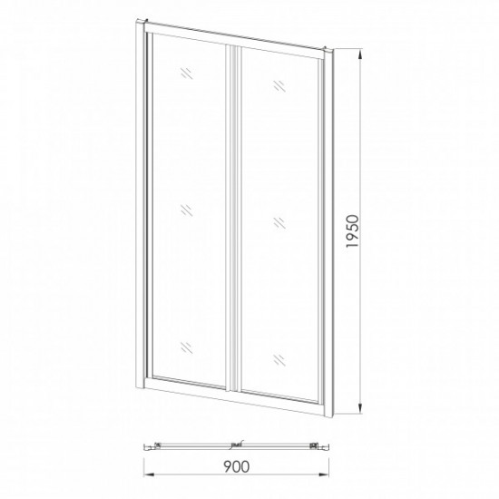 Двері bifold 90*195см, профіль хром, скло прозоре