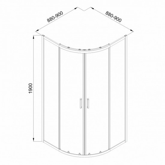 SCALA душевая кабина угловая 90*90*190см, раздвижные двери, стекло тонированное
