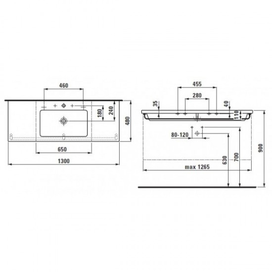 Умивальник Laufen Living Square 130х48см, білий (H8164350001041)