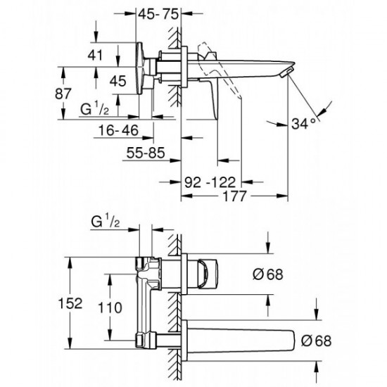 Змішувач для умивальника Grohe BauLoop New M-Size з внутрішньою частиною, хром (20289001)