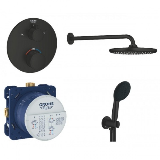 Душова система прихованого монтажу Grohe Grohtherm з термостатом, чорний матовий (UA26415SC9) Душова система прихованого монтажу Grohe Grohtherm з термостатом, чорний матовий (UA26415SC9)