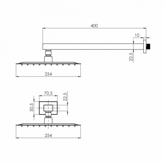 Душ верхний Volle CASCADA R85 250*250мм с кронштейном, cromo (1586.180101) Душ верхний Volle CASCADA R85 250*250мм с кронштейном, cromo (1586.180101)