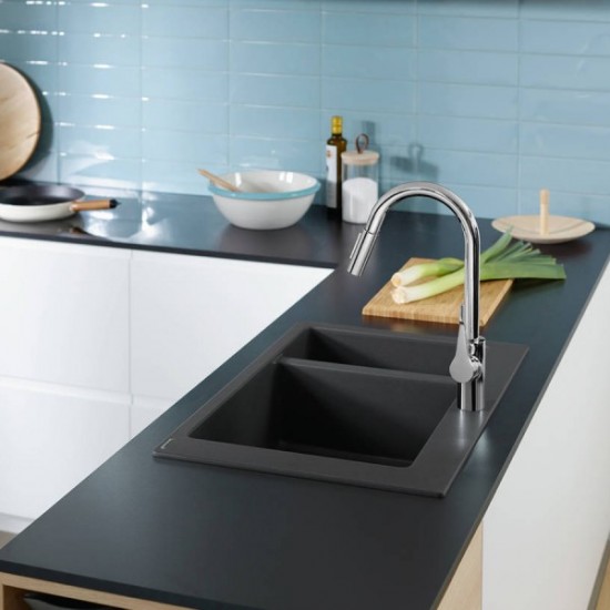 Кухонна мийка Hansgrohe S51 S510-F635 770х510 на 2 чаші 80/450
