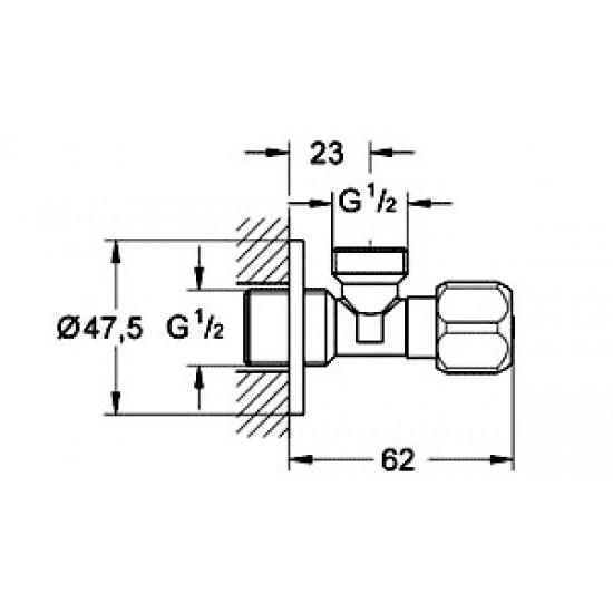 Вентиль угловой Grohe 1/2", универсальный, хром (2201600M)