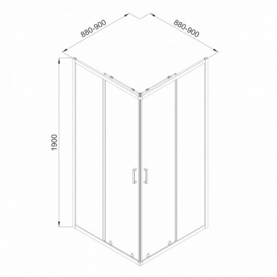 SCALA душевая кабина квадратная 90*90*190см, раздвижные двери, стекло тонированное
