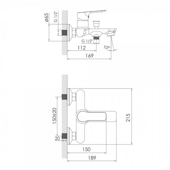 Змішувач для ванни Imprese KUCERA, хром (10105)